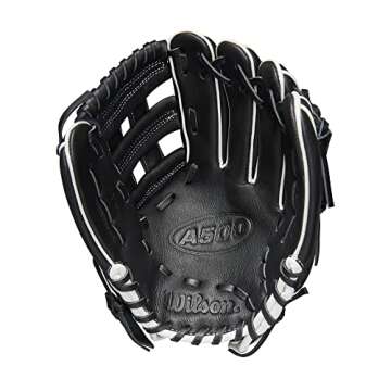 WILSON A500 10.5” Utility Youth Baseball Glove - Right Hand Throw, Black/White/Blonde