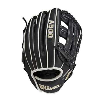 WILSON A500 10.5” Utility Youth Baseball Glove - Right Hand Throw, Black/White/Blonde