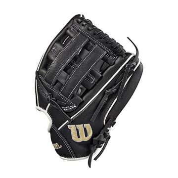 WILSON A500 10.5” Utility Youth Baseball Glove - Right Hand Throw, Black/White/Blonde