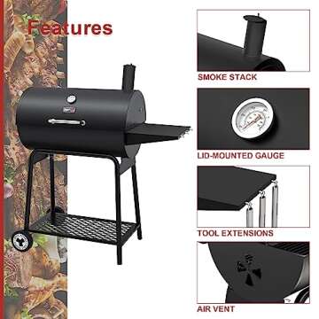 Royal Gourmet CC1830 30" Charcoal Grill with Table