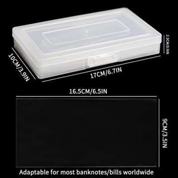 100 Pieces Dollar Bill Holder with Storage Box, Clear Paper Money Sleeves Currency Sleeves and Holder Money Collection Sleeves Bank Note Sleeves for Collector PN02