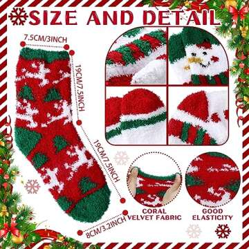 Hoolerry 30 Pairs Christmas Fuzzy Socks in Bulk for Women Adult Men Gifts Fluffy Holiday Winter Socks Unisex Colorful Socks Xmas Cozy Cold Weather Warm Crew Socks