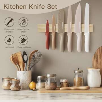 Astercook Knife Set, 13 Pieces Kitchen Knives Set with Healthy Anti-Rust Coating, Dishwasher Safe, Stainless Steel Chef Knife Sets with 6 Blade Guards, Perfect Holiday Gifts for Kitchen