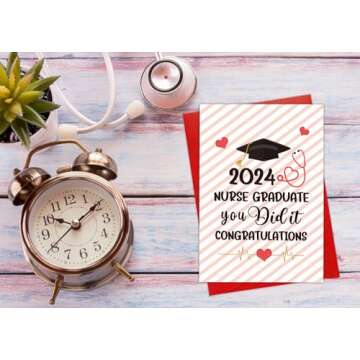 FLYAB Nurse Graduation Card for Her You Did It Nurse Graduation Greeting Card for Women 2024 Graduation Card with Envelope for Nursing School Grads Medical School Graduate Occupational