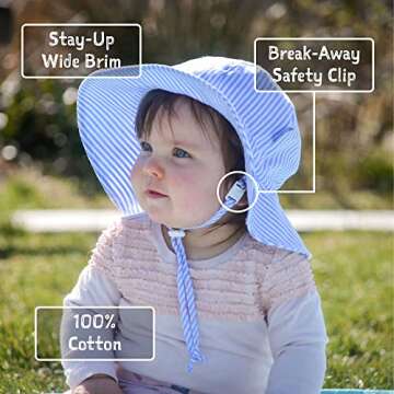 JAN & JUL Cotton Foldable Baby Newborn Sun-Hat for Girl with Strap (S: 0-6 Months, Strawberry)