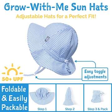 JAN & JUL Cotton Foldable Baby Newborn Sun-Hat for Girl with Strap (S: 0-6 Months, Strawberry)