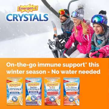 Emergen-C Crystals, On-The-Go Immune Support Supplement with Vitamin C, B Vitamins, Zinc and Manganese, Orange Vitality - 56 Stick Packs