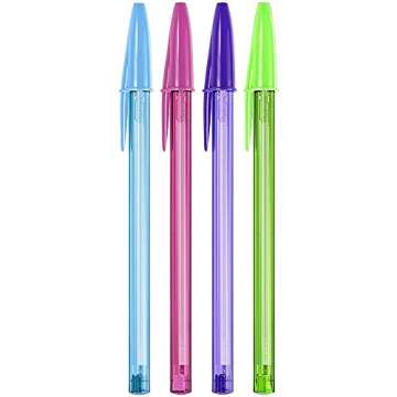 BIC Crystal Fashion Ballpoint Pen, 12 Vibrant Colors, 1.2mm Medium Tip, 970910, Blister 1 Unit