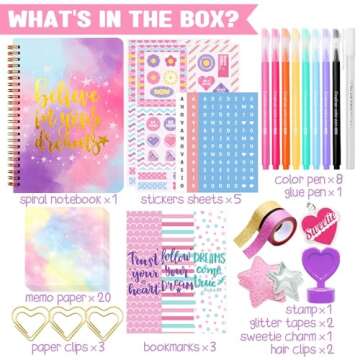 Nollh DIY Journal Kit for Creative Tween Girls - Fun Scrapbook & Diary Supplies