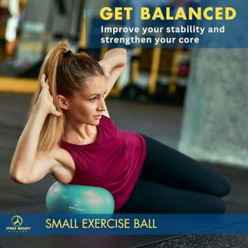 ProBody Pilates Ball Small Exercise Ball - 9 Inch Workout Ball for Stability, Barre, Yoga, Core & Physical Therapy, Home Gym & Office Use (Aqua)