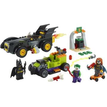 LEGO DC Batman: Batman vs. The Joker: Batmobile Chase Building Toy; includes Batman, Batgirl and The Joker Minifigures Plus Buildable Batmobile and Hot Rod, New 2021 (136 Pieces), Multi color