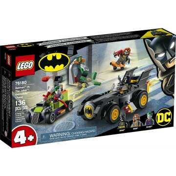 LEGO DC Batman: Batman vs. The Joker: Batmobile Chase Building Toy; includes Batman, Batgirl and The Joker Minifigures Plus Buildable Batmobile and Hot Rod, New 2021 (136 Pieces), Multi color