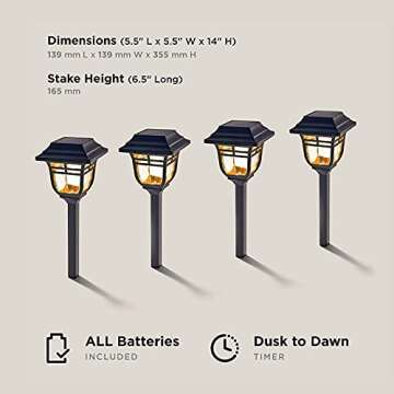 LampLust Solar Pathway Lights Outdoor, 14 Inch, 4 Pack, Warm White LED, Waterproof, Rechargeable Batteries Included, Landscape Lighting, Solar Powered Lamps for Garden, Patio, Yard, or Driveway