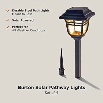 LampLust Solar Pathway Lights Outdoor, 14 Inch, 4 Pack, Warm White LED, Waterproof, Rechargeable Batteries Included, Landscape Lighting, Solar Powered Lamps for Garden, Patio, Yard, or Driveway