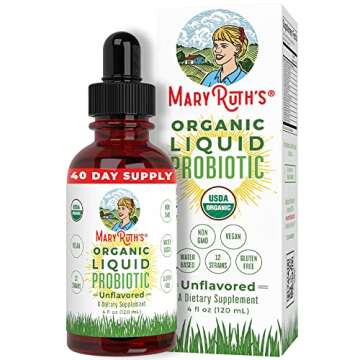 MaryRuth Organics USDA Organic Liquid Probiotic | Digestive Health | Gut Health | Probiotics for Women | Probiotics for Men | Probiotics for Kids | Acidophilus Probiotic | Non-GMO | 40 Servings