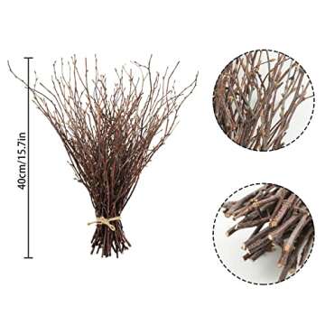 Uieke 50PCS Birch Twigs – 17 Inch Natural Dried Plants Decorative Birch Branches for DIY Crafts, Birch Sticks for Vases Wedding Arrangements Home Wreath Decor