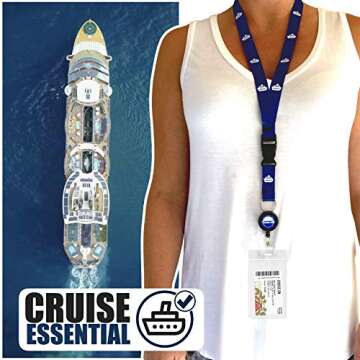 Cruise On Cruise Lanyard for Ship Cards - 2 Pack with ID Holder, Key Card Lanyard for Cruise Ship Cards Retractable Badge & Waterproof Cruise Card Holder - Cruise Essentials 2024 & 2025 (Navy Blue)