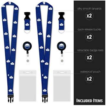 Cruise On Cruise Lanyard for Ship Cards - 2 Pack with ID Holder, Key Card Lanyard for Cruise Ship Cards Retractable Badge & Waterproof Cruise Card Holder - Cruise Essentials 2024 & 2025 (Navy Blue)