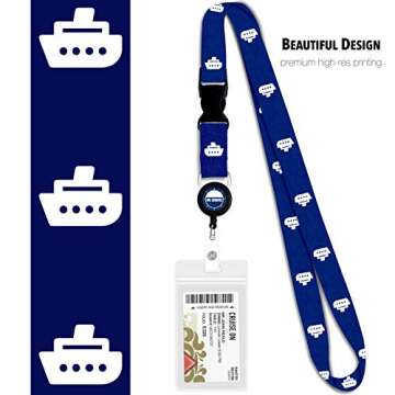 Cruise On Cruise Lanyard for Ship Cards - 2 Pack with ID Holder, Key Card Lanyard for Cruise Ship Cards Retractable Badge & Waterproof Cruise Card Holder - Cruise Essentials 2024 & 2025 (Navy Blue)