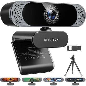 DEPSTECH 4K Webcam - DW49 HD 8MP Sony Autofocus with Mic