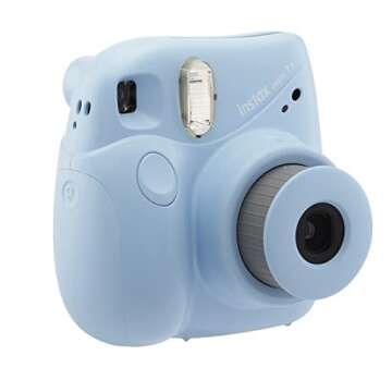 Fujifilm Instax Mini 7+ Camera, Easy to Operate, Portable, Handy Selfie Mirror, Polaroid Camera, Perfect for Beginners and Experts, Sleek and Stylish Design - Light Blue (Renewed)