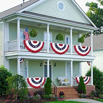 3 x 6 Ft American Pleated Fan Flag, USA Patriotic Half Fan Bunting Flag, 4th of July Decorations Flags (Set of 4)