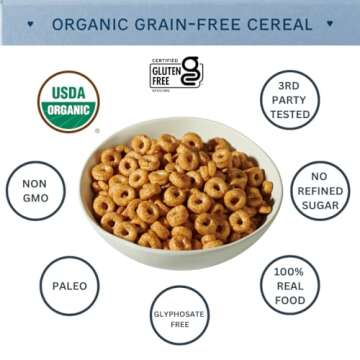 Lovebird Gluten & Grain Free Cereal Variety 3 Pack - Organic AIP Food, Paleo Dairy Free, No Refined Sugar Breakfast Cereals | Healthy Snacks for Kids, Adults - Unsweetened, Honey, Cinnamon