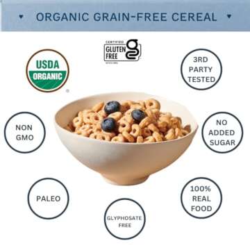 Lovebird Gluten & Grain Free Cereal Variety 3 Pack - Organic AIP Food, Paleo Dairy Free, No Refined Sugar Breakfast Cereals | Healthy Snacks for Kids, Adults - Unsweetened, Honey, Cinnamon