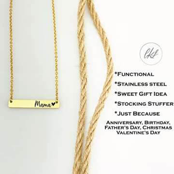 Mama Bar Necklace Christmas Birthday Gift Mama From Kids New Mama Newborn Gift FBA-FAMILY-BAR-NECK (Gold, Mama)