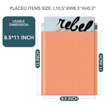 Metronic Bubble Mailers 8.5 x 12 Inch 25 Pack Peach Padded Envelopes Waterproof Mailing Envelopes Bubble Padded for Small Business Packaging, Shipping, Packaging, Mailing, Bulk