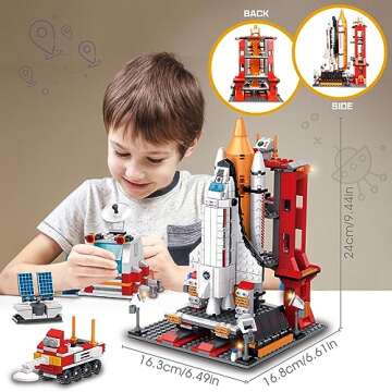 Sitodier Space Exploration Shuttle Toys for 8-12 and 8-14 Years Boys Kids, 1008pcs 7 Models Aerospace Building Set with Heavy Transport Rocket and Launcher, Educational Construction Toy