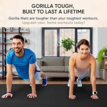 Gorilla Mats Premium Extra Large Exercise Mat – 12' x 6' x 1/4" Ultra Durable, Non-Slip, Workout Mat for Instant Home Gym Flooring – Works Great on Any Floor Type or Carpet – Use With or Without Shoes