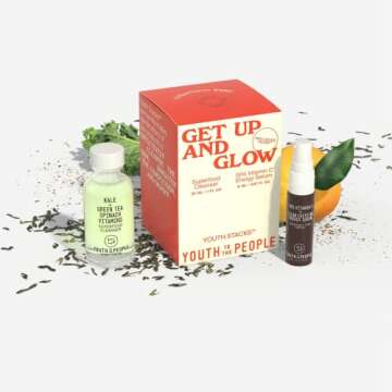 Youth To The People Youth Stacks Get Up + Glow - Superfood Cleanser (1oz) 15% Vitamin C + Caffeine Energy Serum (0.27oz) Morning Skincare Kit