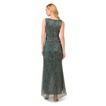 Adrianna Papell Women's Evergreen Metallic Mesh Gown