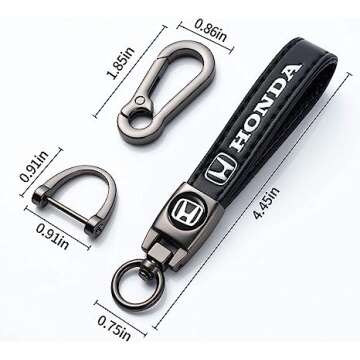 leather car keychain set for Honda Accord Civic CR-V URV Pilot EX EX-L Men's and Women's Family Presents Keychain Keyring Lanyard Accessories (Black)