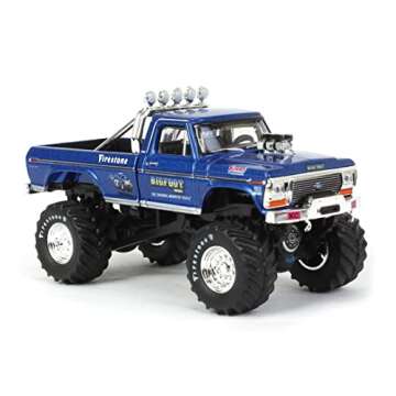 KINGS OF CRUNCH 1974 Ford F-250 Monster Truck Bigfoot #1 Blue The Original Monster Truck (1979) Hobby Exclusive 1/64 Diecast Model Car by Greenlight