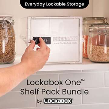 Lockabox One™ Crystal & Shelf Pack Bundle | Lockable Box for Food, Medicines, Tech and Home Safety with Removable Shelves and Base Inserts