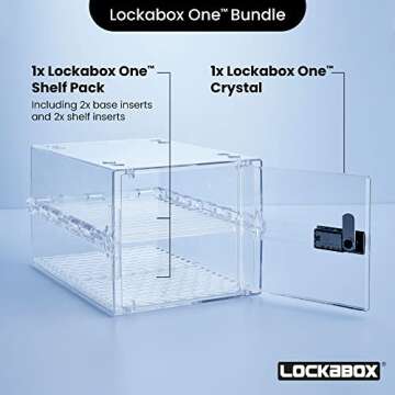 Lockabox One™ Crystal & Shelf Pack Bundle | Lockable Box for Food, Medicines, Tech and Home Safety with Removable Shelves and Base Inserts