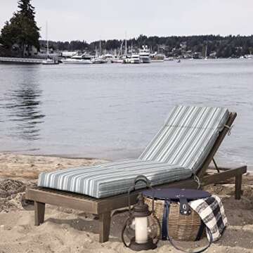 Arden Selections Oceantex Outdoor Chaise Lounge Cushion 72 x 21, Pebble Grey Stripe