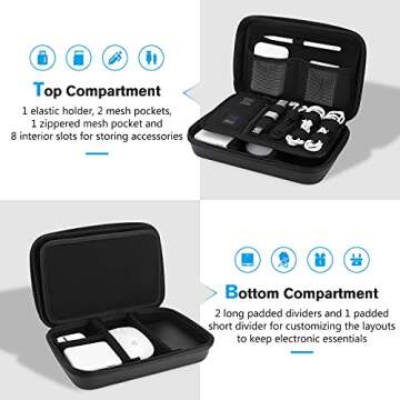 ProCase Hard Travel Electronic Organizer Case for MacBook Power Adapter Chargers Cables Power Bank Apple Magic Mouse Apple Pencil USB Flash Disk SD Card Small Portable Accessories Bag -L, Black