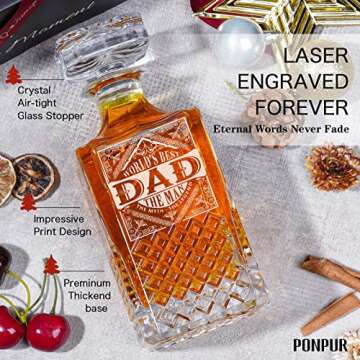 PONPUR Gifts for Men Dad, Whiskey Decanter Set with 2 Glasses, Unique Cool Dad Birthday Gift from Daughter Son, Best Christmas Retirement Present for Man Father