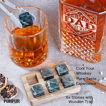 PONPUR Gifts for Men Dad, Whiskey Decanter Set with 2 Glasses, Unique Cool Dad Birthday Gift from Daughter Son, Best Christmas Retirement Present for Man Father