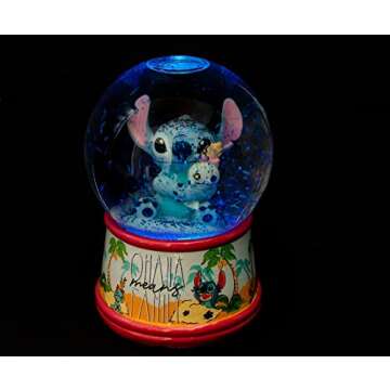 Disney Lilo & Stitch Ohana Light-Up Snow Globe with Swirling Glitter Display Decoration | Home Decor for Kids Room Essentials | Precious Keepsake, Cute Novelty Gifts and Collectibles | 6 Inches Tall