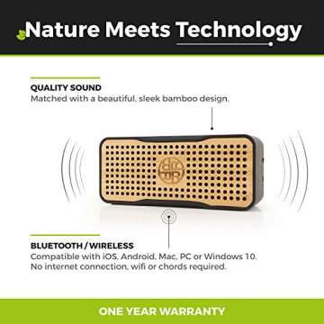 Reveal Solar Speaker, Portable Wireless Bluetooth Bamboo Speaker & Phone Charger Eco-Friendly Bamboo Wood Design