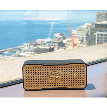 Reveal Solar Speaker, Portable Wireless Bluetooth Bamboo Speaker & Phone Charger Eco-Friendly Bamboo Wood Design