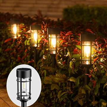 ILANCK Solar Pathway Lights 8 Pack, Bright Solar Lights Outdoor Waterproof IP65, LED Solar Garden Lights Metal Outdoor Solar Lights for Yard, Path, Landscape Driveway