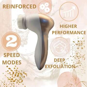 Facial Cleansing Brush 7 in 1 Premium Flawless Gold Edition Face Scrubber Exfoliating Cleanser Deep Gently Exfoliation Perfect for Acne Skin Wash Speed System Reinforced for All Skins. Perfect Gift