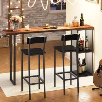 MAHANCRIS Bar Chairs, Set of 2 Bar Stools with Backrest, 25.6" Tall Counter Bar Stools, Kitchen Bar Stools with Footrest, for Dining Room, Bar, Easy Assembly, Black BAHB03101