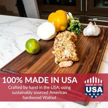 Virginia Boys Kitchens - Made in USA - Extra Large Walnut Wood Cutting Board - Brisket and Turkey Carving Board - Reversible with Juice Groove (Walnut, 24inx18inx1in)