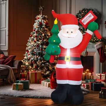 6 FT Christmas Inflatable Santa Claus Outdoor Decorations with Built-In LEDs, Blow-Up Santa for Yard Decorations, Inflatable Xmas Decorations for Christmas Indoor, Outdoor, Garden, Lawn, Winter Decor.